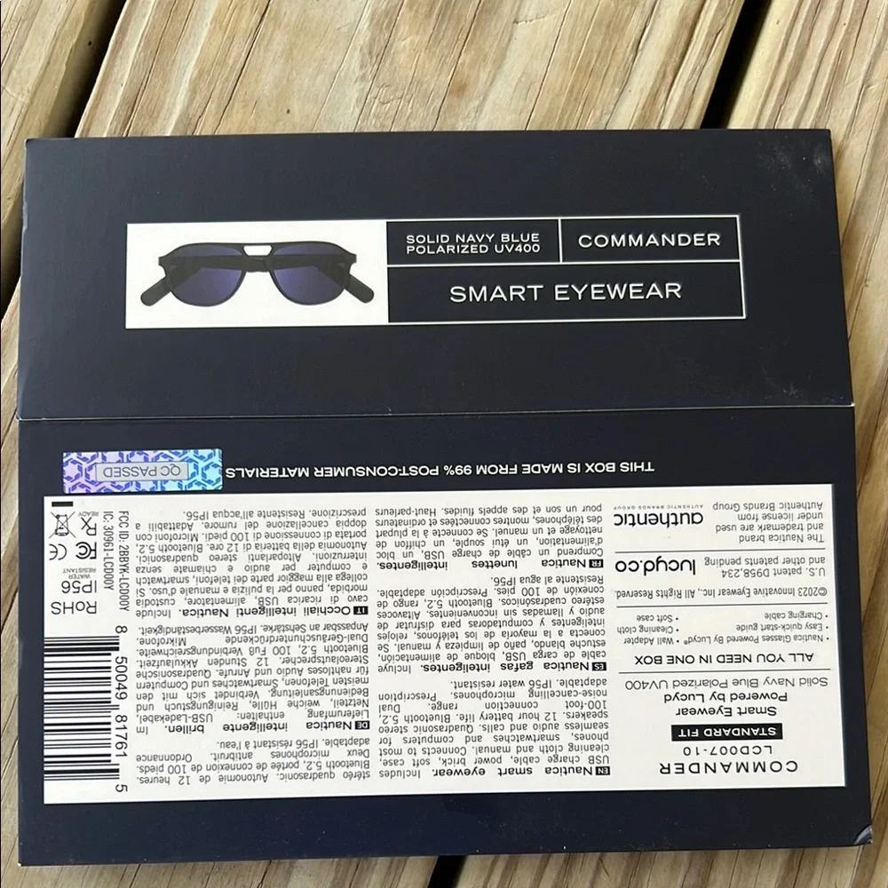 Lucyd Nautica Smart Sunglasses Black Commander Wayfarer Style NEW